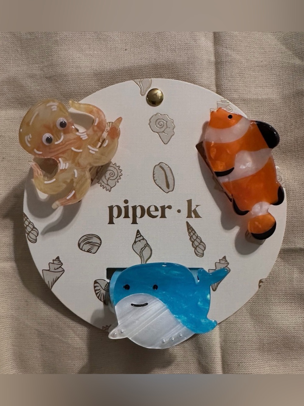 NWT Piper K Women’s or Girls Octopus, Whale, and Nemo Fish Hair Clips
